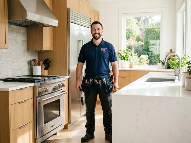 Appliance Repair Hero technician in a Alviso, CA kitchen after an appliance repair